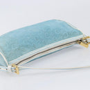 CELINE C Macadam Hand Bag Suede Turquoise Blue Gold Tone Auth BA16898-8