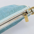 CELINE C Macadam Hand Bag Suede Turquoise Blue Gold Tone Auth BA16898-9