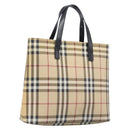 BURBERRY Nova Check Hand Bag PVC Beige Auth BA16900A-1