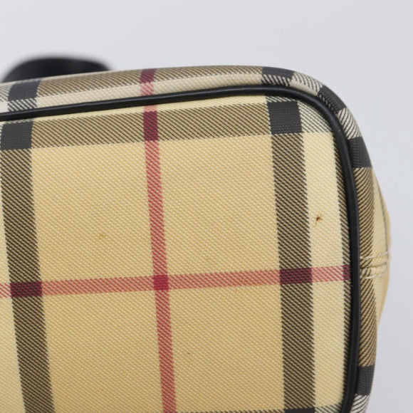 BURBERRY Nova Check Hand Bag PVC Beige Auth BA16900A