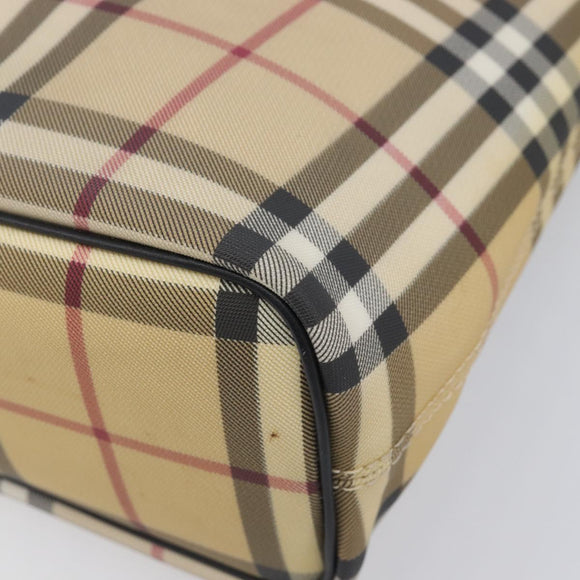 BURBERRY Nova Check Hand Bag PVC Beige Auth BA16900A