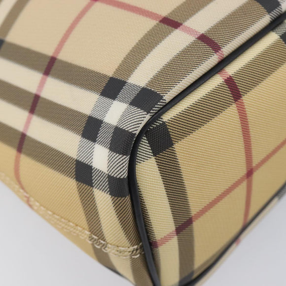 BURBERRY Nova Check Hand Bag PVC Beige Auth BA16900A