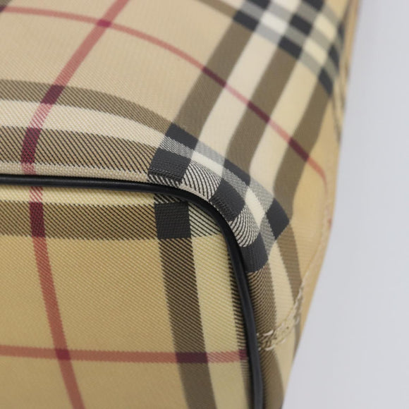 BURBERRY Nova Check Hand Bag PVC Beige Auth BA16900A