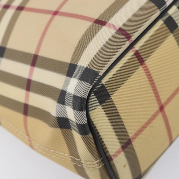 BURBERRY Nova Check Hand Bag PVC Beige Auth BA16900A