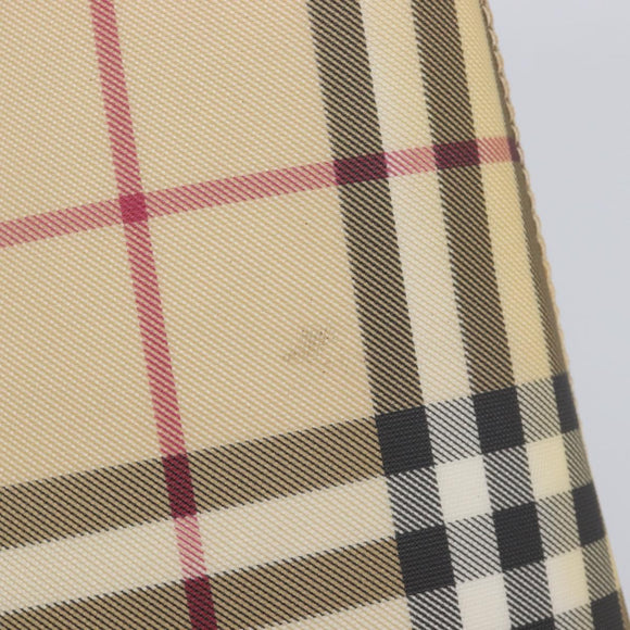 BURBERRY Nova Check Hand Bag PVC Beige Auth BA16900A