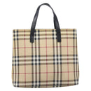 BURBERRY Nova Check Hand Bag PVC Beige Auth BA16900A-2