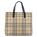 BURBERRY Nova Check Hand Bag PVC Beige Auth BA16900A-3