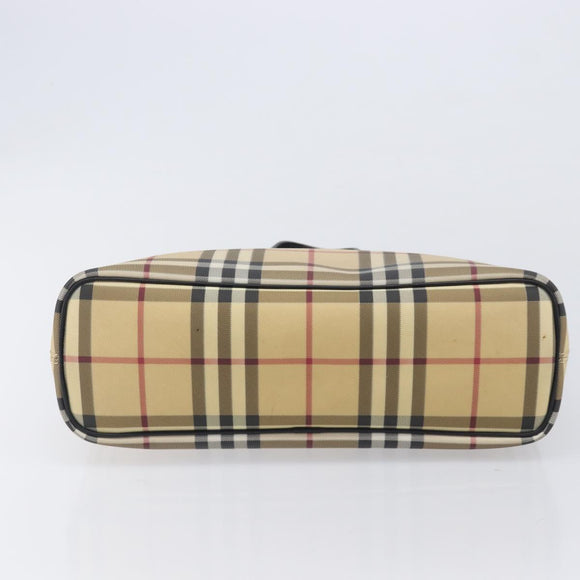 BURBERRY Nova Check Hand Bag PVC Beige Auth BA16900A