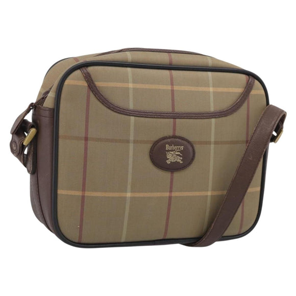Burberrys Nova Check Shoulder Bag Canvas Brown Gold Tone Auth BA16901