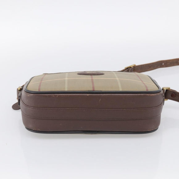 Burberrys Nova Check Shoulder Bag Canvas Brown Gold Tone Auth BA16901
