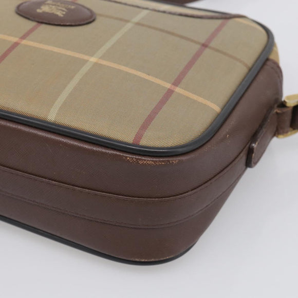 Burberrys Nova Check Shoulder Bag Canvas Brown Gold Tone Auth BA16901