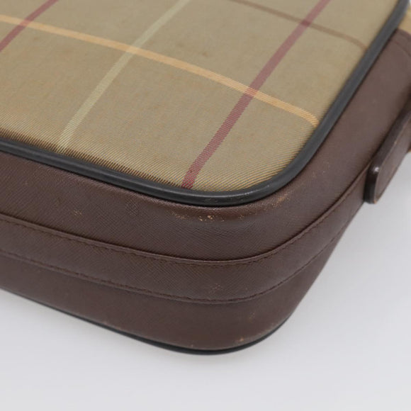Burberrys Nova Check Shoulder Bag Canvas Brown Gold Tone Auth BA16901