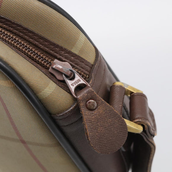 Burberrys Nova Check Shoulder Bag Canvas Brown Gold Tone Auth BA16901
