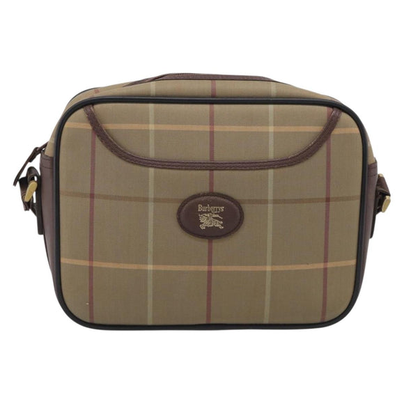 Burberrys Nova Check Shoulder Bag Canvas Brown Gold Tone Auth BA16901