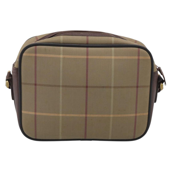 Burberrys Nova Check Shoulder Bag Canvas Brown Gold Tone Auth BA16901