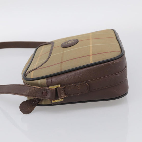 Burberrys Nova Check Shoulder Bag Canvas Brown Gold Tone Auth BA16901