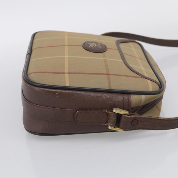 Burberrys Nova Check Shoulder Bag Canvas Brown Gold Tone Auth BA16901