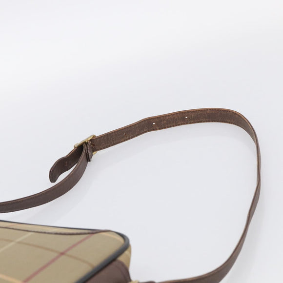 Burberrys Nova Check Shoulder Bag Canvas Brown Gold Tone Auth BA16901