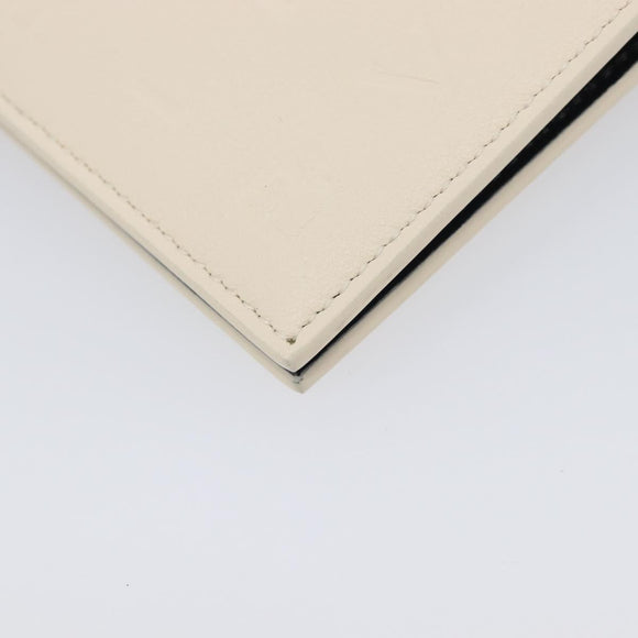 BVLGARI Card Case Leather Ivory Silver Auth BA16902V