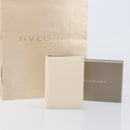 BVLGARI Card Case Leather Ivory Silver Auth BA16902V-23