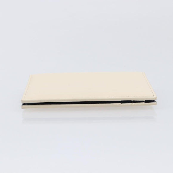 BVLGARI Card Case Leather Ivory Silver Auth BA16902V