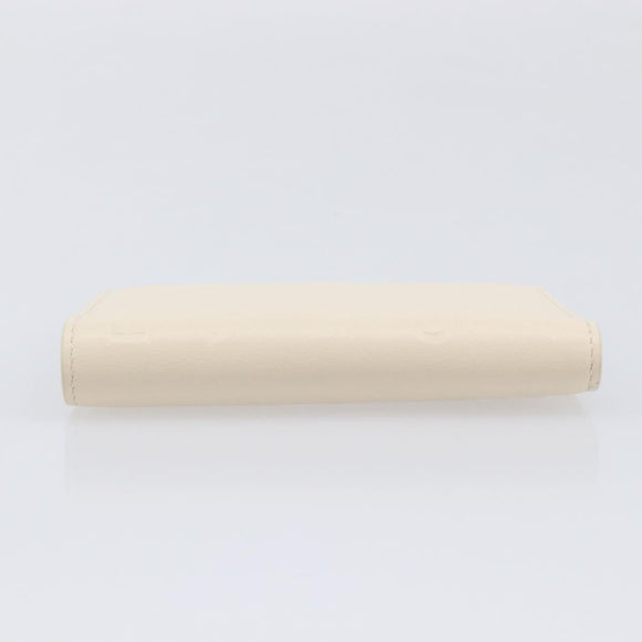 BVLGARI Card Case Leather Ivory Silver Auth BA16902V