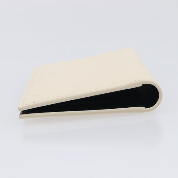 BVLGARI Card Case Leather Ivory Silver Auth BA16902V