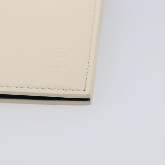BVLGARI Card Case Leather Ivory Silver Auth BA16902V