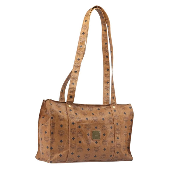 MCM Vicetos Shoulder Bag PVC Leather Brown Gold Tone Auth BA16903