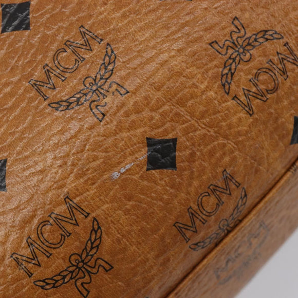 MCM Vicetos Shoulder Bag PVC Leather Brown Gold Tone Auth BA16903