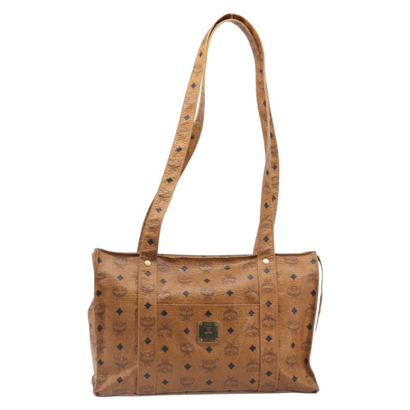 MCM Vicetos Shoulder Bag PVC Leather Brown Gold Tone Auth BA16903