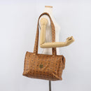 MCM Vicetos Shoulder Bag PVC Leather Brown Gold Tone Auth BA16903-26