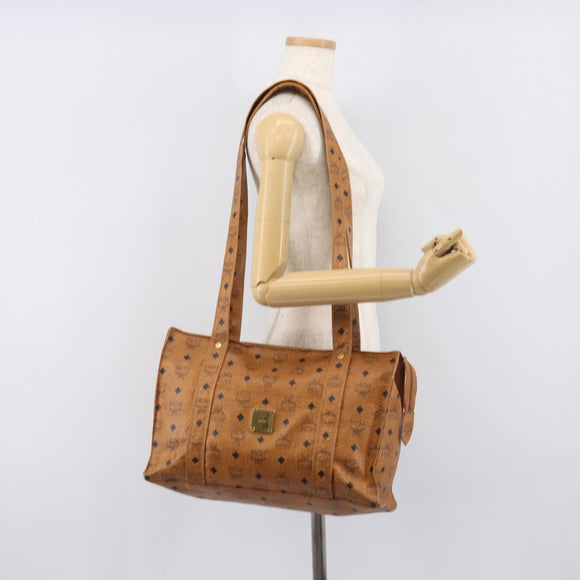 MCM Vicetos Shoulder Bag PVC Leather Brown Gold Tone Auth BA16903