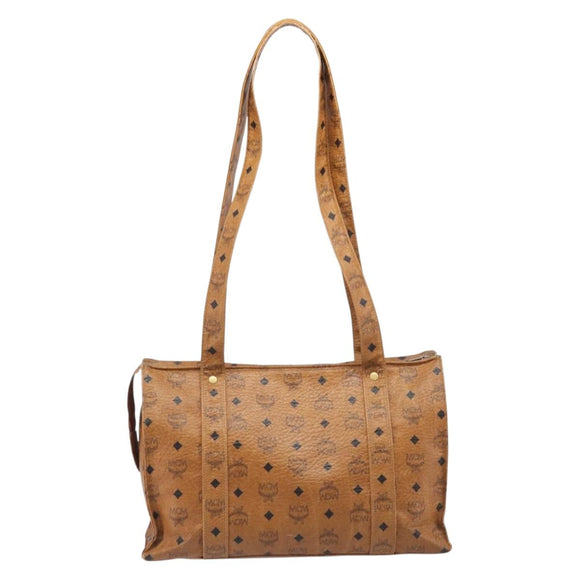 MCM Vicetos Shoulder Bag PVC Leather Brown Gold Tone Auth BA16903