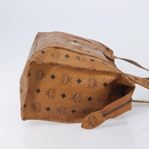MCM Vicetos Shoulder Bag PVC Leather Brown Gold Tone Auth BA16903