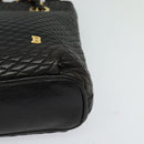 BALLY Quilted Chain Shoulder Bag Leather Black Gold Auth BA1691-14