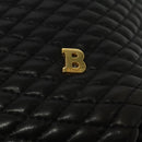 BALLY Quilted Chain Shoulder Bag Leather Black Gold Auth BA1691-11