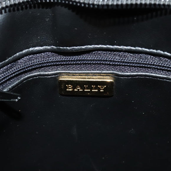 BALLY Quilted Chain Shoulder Bag Leather Black Gold Auth BA1691