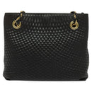 BALLY Quilted Chain Shoulder Bag Leather Black Gold Auth BA1691-2