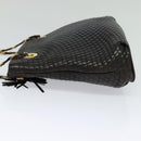 BALLY Quilted Chain Shoulder Bag Leather Black Gold Auth BA1691-3