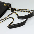 BALLY Quilted Chain Shoulder Bag Leather Black Gold Auth BA1691-7