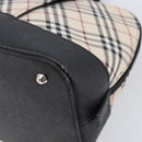 BURBERRY Nova Check Hand Bag Canvas Beige Silver Auth BA16911A-11