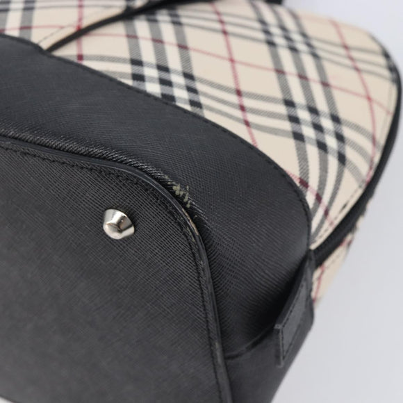 BURBERRY Nova Check Hand Bag Canvas Beige Silver Auth BA16911A