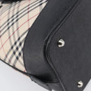 BURBERRY Nova Check Hand Bag Canvas Beige Silver Auth BA16911A-12