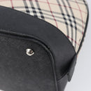 BURBERRY Nova Check Hand Bag Canvas Beige Silver Auth BA16911A-13