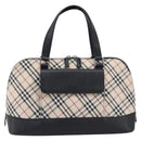 BURBERRY Nova Check Hand Bag Canvas Beige Silver Auth BA16911A-2