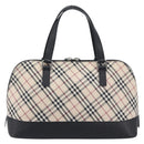 BURBERRY Nova Check Hand Bag Canvas Beige Silver Auth BA16911A-3