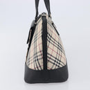 BURBERRY Nova Check Hand Bag Canvas Beige Silver Auth BA16911A-4