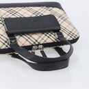 BURBERRY Nova Check Hand Bag Canvas Beige Silver Auth BA16911A-7
