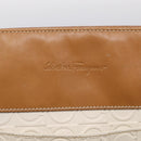 Salvatore Ferragamo Gancini Shoulder Bag Leather White Brown Auth BA16913-14